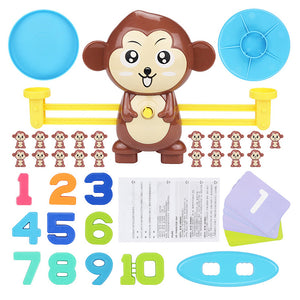 Montessori Math Balancing Scale Number Board Game Educational Toy Monkey Pig Dog Animal Figure Baby Preschool Math Toys