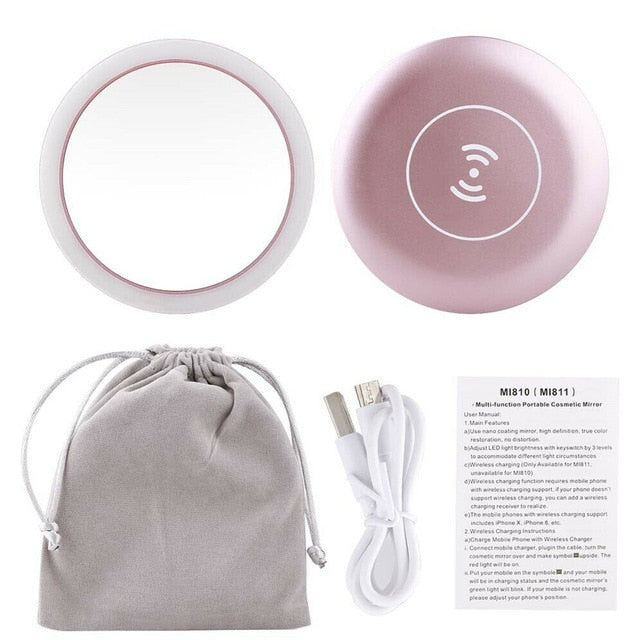 Lighted Mini Circular Makeup Mirror