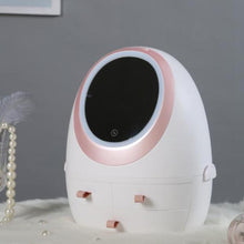 Load image into Gallery viewer, USB Rechargeable Makeup Organizer Cosmetic Storage Box Portable Jewelry Container Dust proof Drawer Waterproof Mirror LED Light