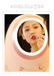 USB Rechargeable Makeup Organizer Cosmetic Storage Box Portable Jewelry Container Dust proof Drawer Waterproof Mirror LED Light