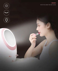 USB Rechargeable Makeup Organizer Cosmetic Storage Box Portable Jewelry Container Dust proof Drawer Waterproof Mirror LED Light