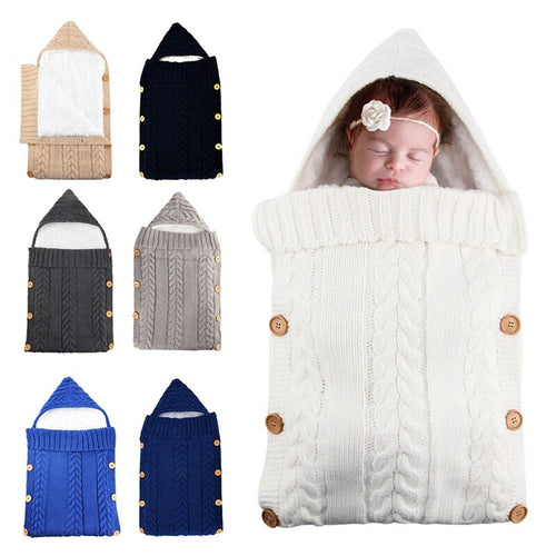 Newborn Baby Cute Knitted Crochet Hooded Sleeping Bags