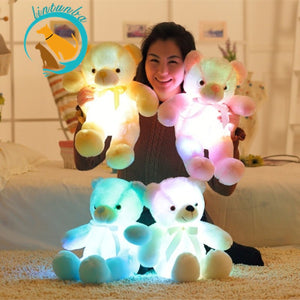 Kawaii Bear Led Pillow Light Up Stuffed Animal Plush Toys Lovely Plush Bear Light Up Pillow Gifts for Girls Christmas Gifts 50cm