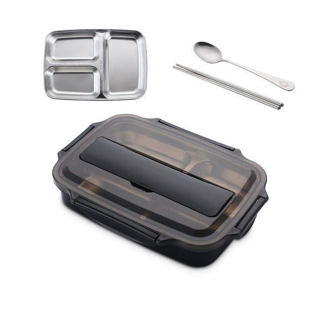 Stainless Steel Lunch Box With Spoon Leak-proof Lunch Bento Boxes