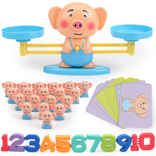 Load image into Gallery viewer, Montessori Math Balancing Scale Number Board Game Educational Toy Monkey Pig Dog Animal Figure Baby Preschool Math Toys